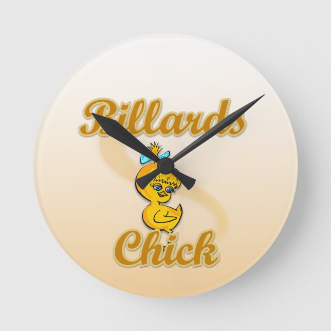 Billiards Chick Round Clock (Front)