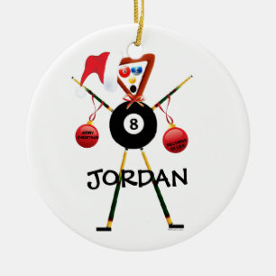 Billiards Christmas Ceramic Ornament