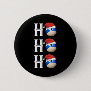 Billiards Christmas Santa Hat Pool Hall Party Gift Button