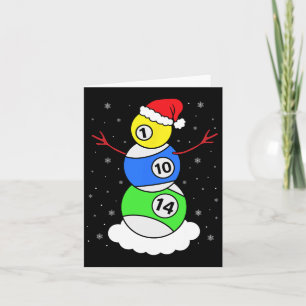 Billiards Christmas Snowman Shirt Pool Player Chri Card