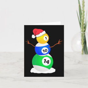 Billiards Christmas Snowman Shirt Pool Player Chri Card