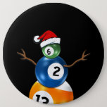 Billiards Christmas Snowman With Pool Table Balls Button<br><div class="desc">Billiards Christmas Snowman With Pool Table Balls</div>