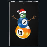 Billiards Christmas Snowman With Pool Table Balls Calendar<br><div class="desc">Billiards Christmas Snowman With Pool Table Balls</div>