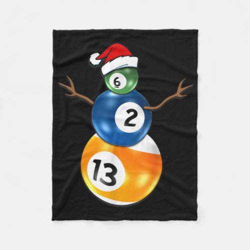 Billiards Christmas Snowman With Pool Table Balls Fleece Blanket