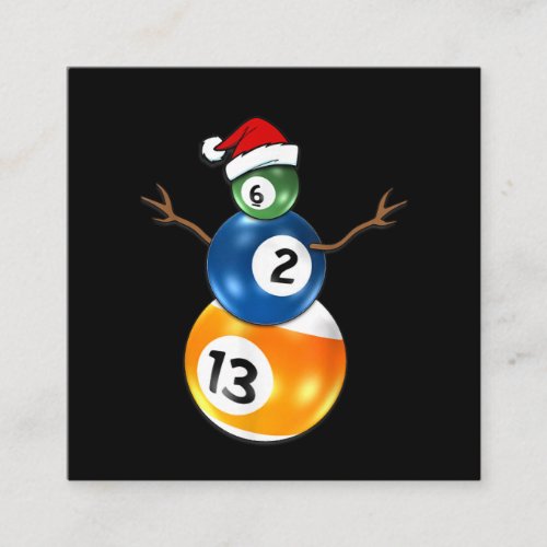 Billiards Christmas Snowman With Pool Table Balls Square Business Card