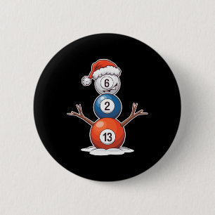 Billiards Christmas Snowman With Pool Table  Button