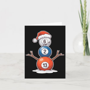 Billiards Christmas Snowman With Pool Table  Card