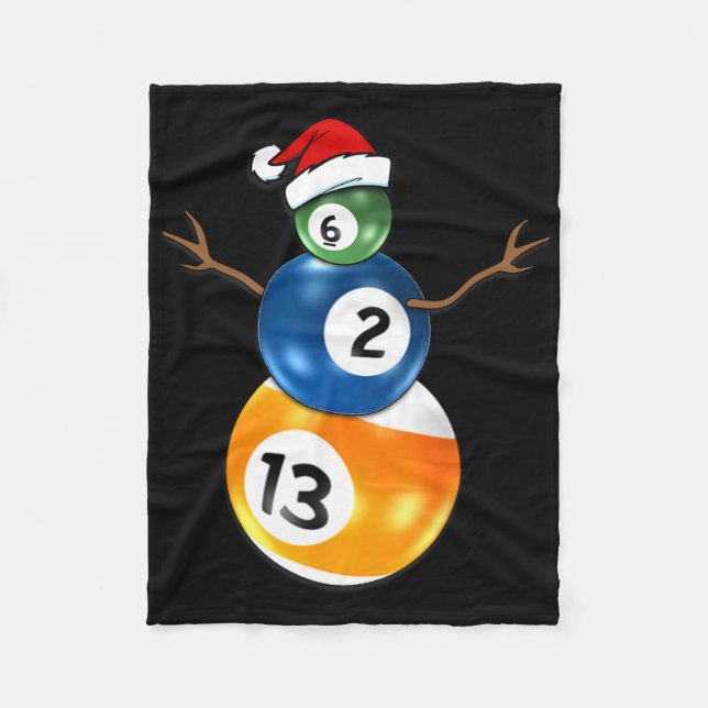 Billiards Christmas Snowman With Pool Table  Fleece Blanket (Front)
