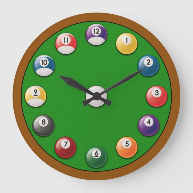 Billiards Clock - Solids and Stripes (Front)