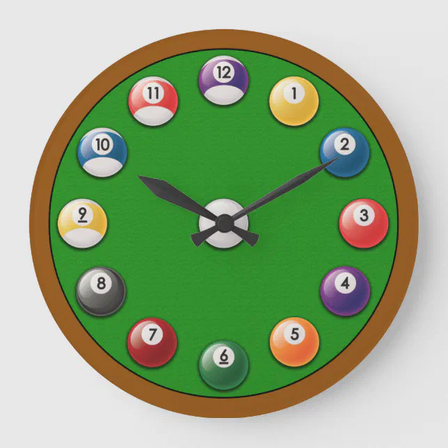 Billiards Clock Solids and Stripes Zazzle