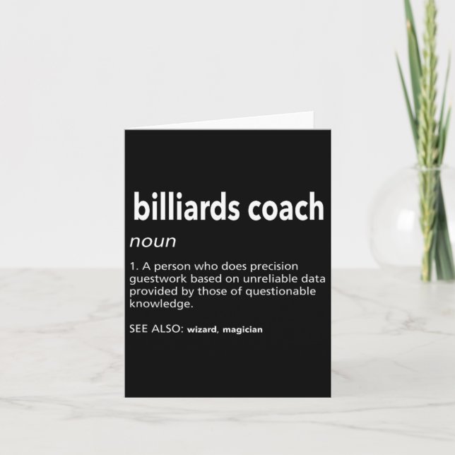 Billiards Coach Definition Funny Pool Player Humor Card (Front)