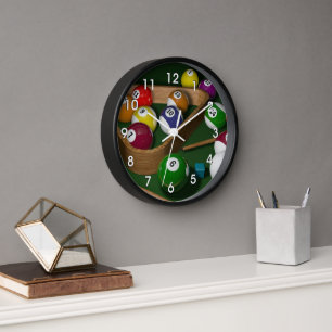Billiards, colorful design, clock