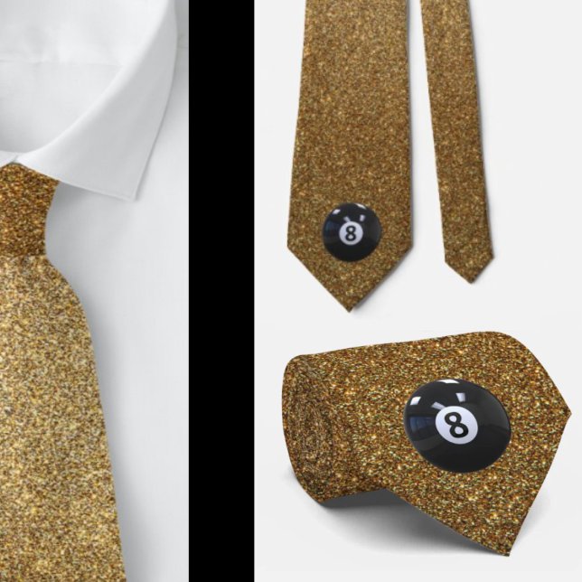 Billiards Cool Eight Ball Pool Gold Neck Tie (Creator Uploaded)