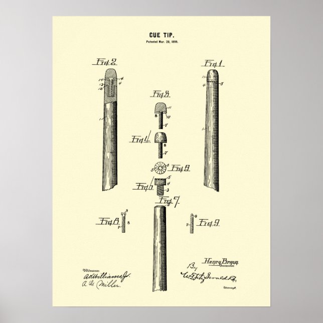 Billiards Cue Patent art print #6 (Front)