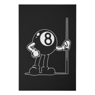 Billiards Cue Sports 8-Ball vintage Cartoon Faux Canvas Print