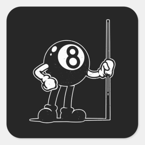 Billiards Cue Sports 8_Ball vintage Cartoon Square Sticker