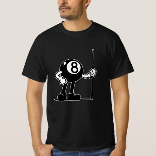 Billiards Cue Sports 8_Ball vintage Cartoon T_Shirt