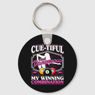 Billiards Cue-tiful And Dangerous 8 Ball Women Poo Keychain