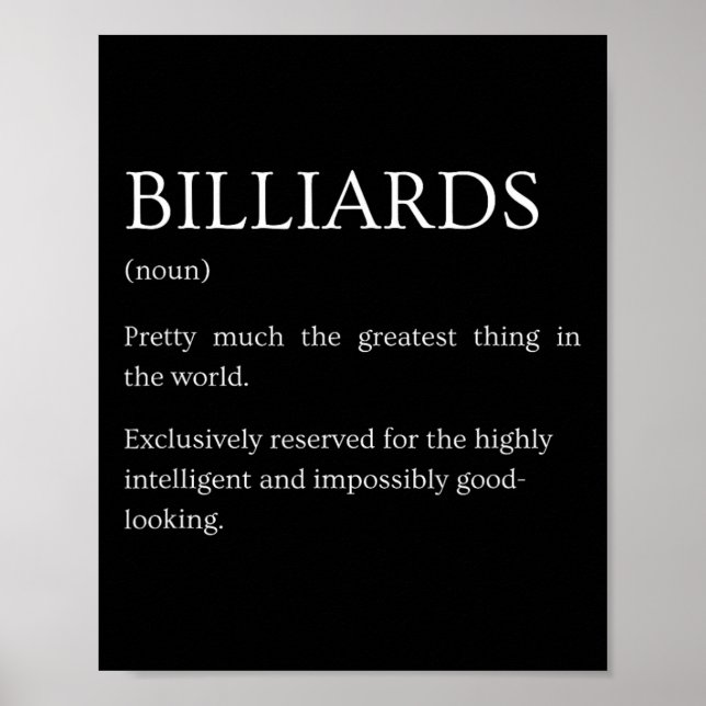 Billiards Definition - Funny Sarcastic Billiards E Poster (Front)