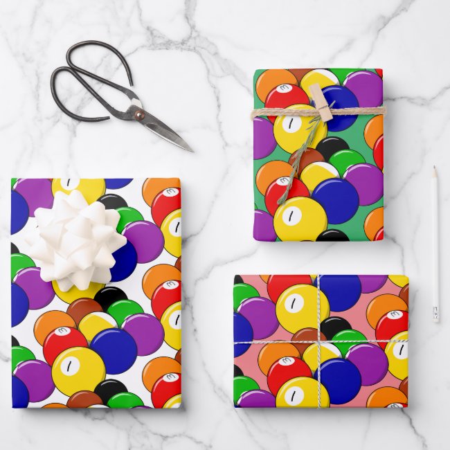 Billiards Design Wrapping Paper Sheets