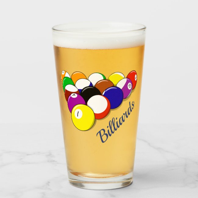 Billiards Drinking Glass Tumbler