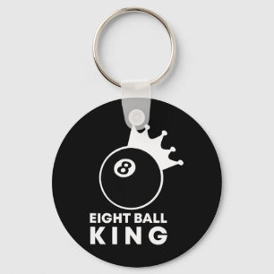 Billiards Eight Ball King 8 Ball Pool Player Lucky Keychain
