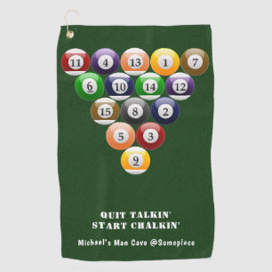 Billiards Eight-Ball Rack 8-Ball Pool Game Sporty Golf Towel