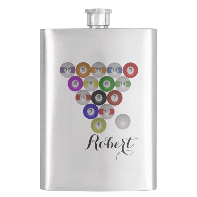 Billiards Eight Ball Rack Flask (Front)
