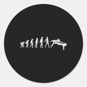 Billiards Evolution Of Human Snooker Pool Cue Stic Classic Round Sticker