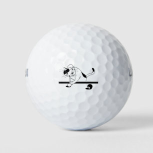 Billiards Game Cat Aim To Golf Balls