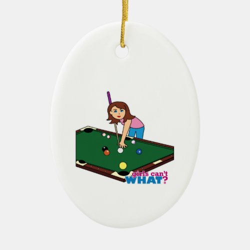 Billiards Girl Ceramic Ornament