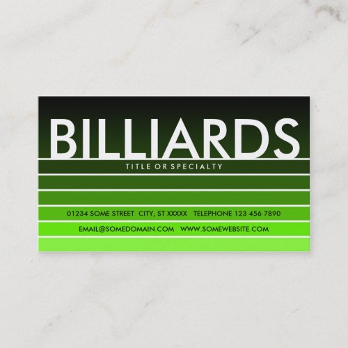 BILLIARDS green swatch Business Card