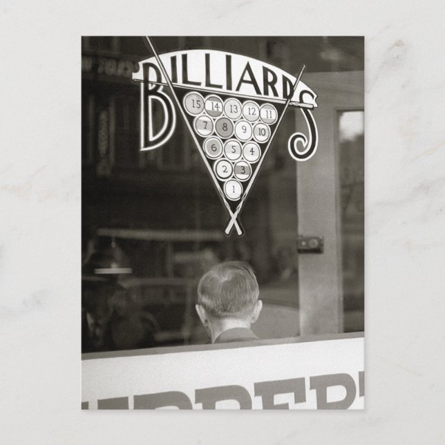 Billiards Hall, 1938 Postcard (Front)