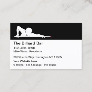 Billiards Hall Modern Cocktail Lounge Business Card