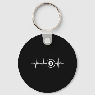Billiards Heartbeat 8 Ball Heartline Pool Billard Keychain