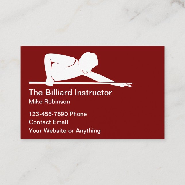 Billiards Instructor Lessons Simple Business Cards (Front)