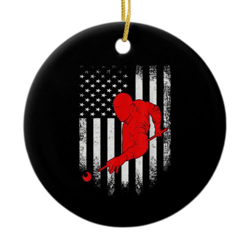 Billiards Lover | American Flag Billiards Gift Ceramic Ornament