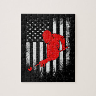 Billiards Lover American Flag Billiards Gift Jigsaw Puzzle