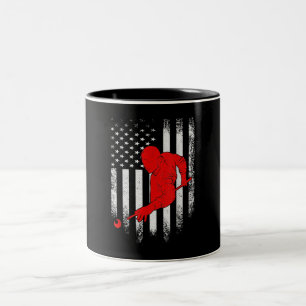 Billiards Lover American Flag Billiards Gift Two-Tone Coffee Mug