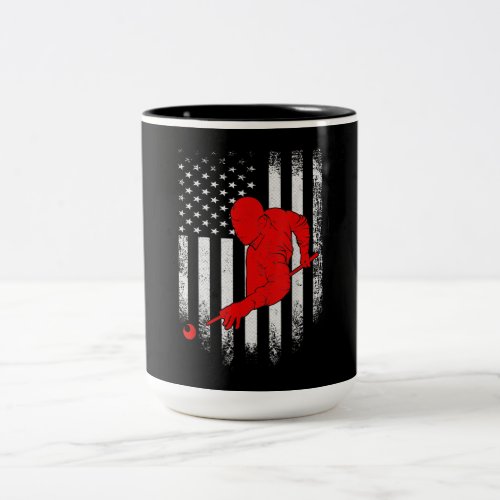 Billiards Lover  American Flag Billiards Gift Two_Tone Coffee Mug