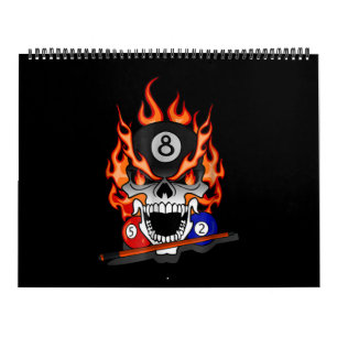 Billiards Lover Great Pool Billiards Skull Gift Calendar
