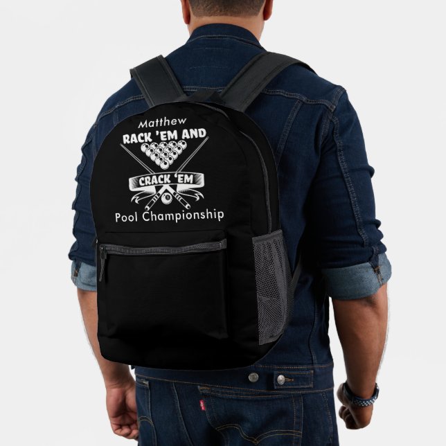 Billiards Motto With Cues & Balls Printed Backpack (Insitu (Model))