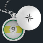 Billiards Nine Ball Silver Plated Necklace<br><div class="desc">Nine Ball from a Billiards set,  rendered in 3D on a pool table green colored background. Great for budding pool players and sharks alike! What is your favorite ball?  League players,  APA,  UPA,  BCA,  or casual shooters will enjoy these!</div>
