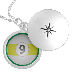 Billiards Nine Ball Silver Plated Necklace