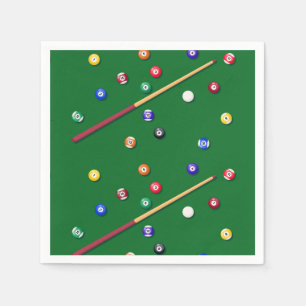 Billiards Paper Napkins, Pool Table Party Supplies Napkins