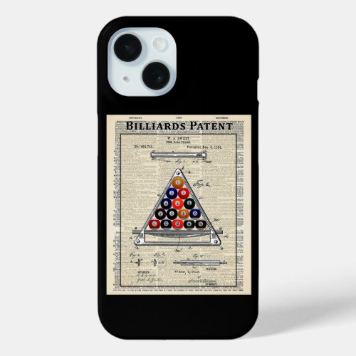 Billiards Patent iPhone 15 Case