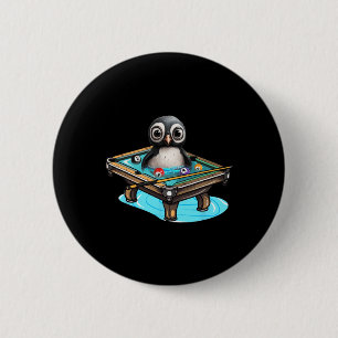 Billiards Penguin Hustler Pool Snooker Playing Poo Button