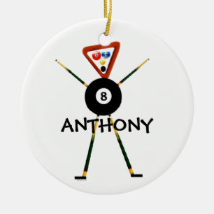 Billiards Player Cartoon Ceramic Ornament