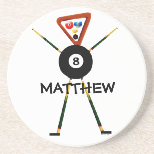 Billiards Player Cartoon Drink Coaster