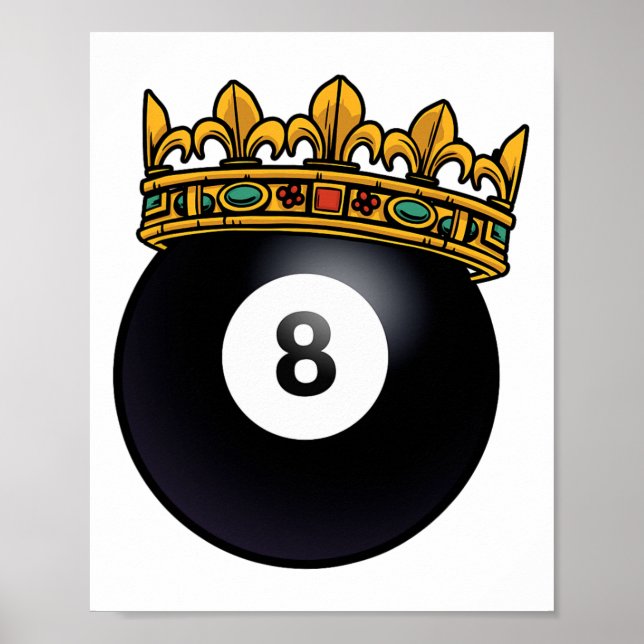 Billiards Player King Crown Pool Table Snooker Pyr Poster (Front)